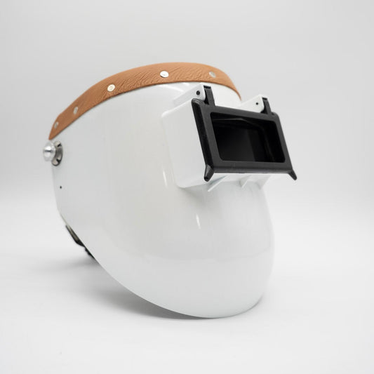 Tiger Scoop - White On Tan Leather